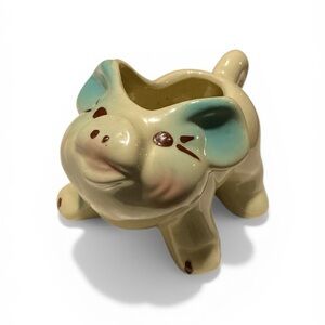 Vintage MCM Pig Planter: Smiling Ceramic Piglet